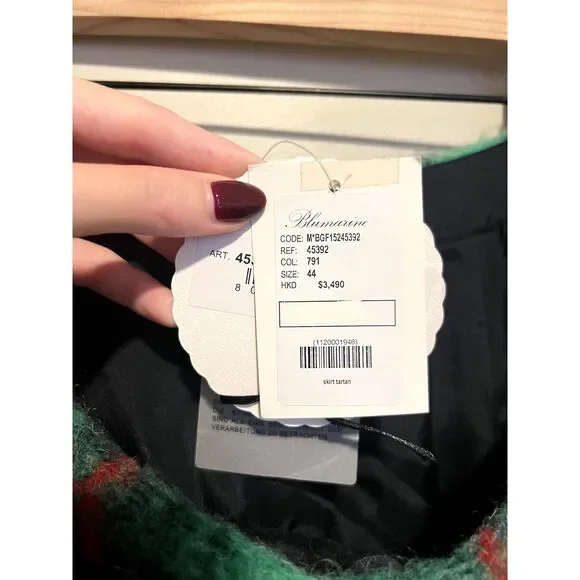 NWT Blugirl Blumarine Plaid Mohair Wool Blend Pleated Midi Preppy Skirt M - Picture 11 of 14